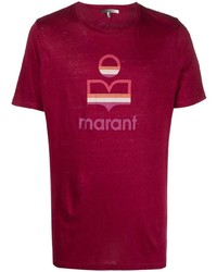T-shirt à col rond imprimé bordeaux Isabel Marant