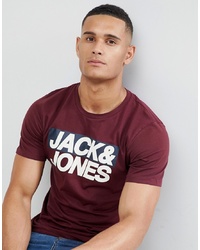 T-shirt à col rond imprimé bordeaux Jack & Jones