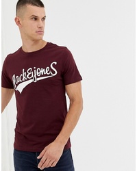T-shirt à col rond imprimé bordeaux Jack & Jones