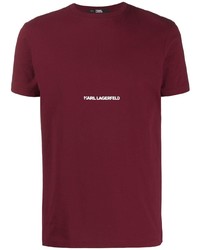 T-shirt à col rond imprimé bordeaux Karl Lagerfeld