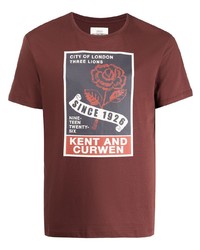 T-shirt à col rond imprimé bordeaux Kent & Curwen