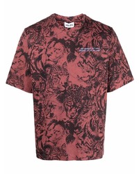 T-shirt à col rond imprimé bordeaux Kenzo
