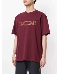 T-shirt à col rond imprimé bordeaux Bally