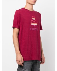 T-shirt à col rond imprimé bordeaux Isabel Marant