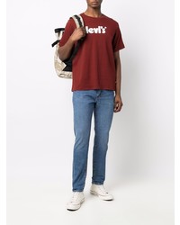 T-shirt à col rond imprimé bordeaux Levi's