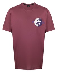 T-shirt à col rond imprimé bordeaux PS Paul Smith