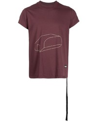 T-shirt à col rond imprimé bordeaux Rick Owens DRKSHDW