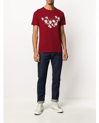 T-shirt à col rond imprimé bordeaux Emporio Armani