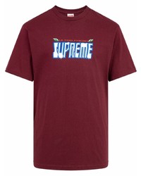 T-shirt à col rond imprimé bordeaux Supreme