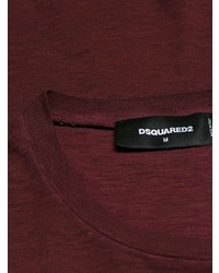 T-shirt à col rond imprimé bordeaux DSQUARED2