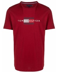 T-shirt à col rond imprimé bordeaux Tommy Hilfiger