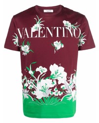 T-shirt à col rond imprimé bordeaux Valentino