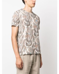 T-shirt à col rond imprimé cachemire beige Etro