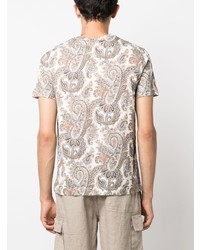 T-shirt à col rond imprimé cachemire beige Etro