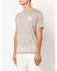 T-shirt à col rond imprimé cachemire beige Amiri