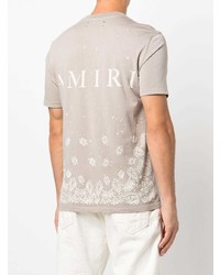 T-shirt à col rond imprimé cachemire beige Amiri