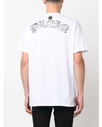 T-shirt à col rond imprimé cachemire blanc Philipp Plein