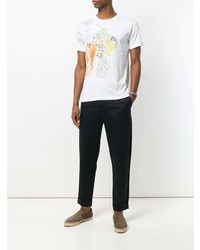 T-shirt à col rond imprimé cachemire blanc Etro