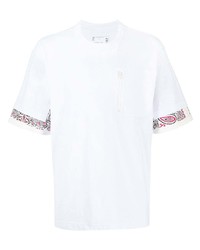 T-shirt à col rond imprimé cachemire blanc Sacai