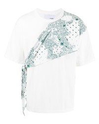 T-shirt à col rond imprimé cachemire blanc Yoshiokubo