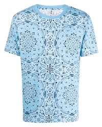 T-shirt à col rond imprimé cachemire bleu clair Moschino