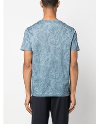 T-shirt à col rond imprimé cachemire bleu clair Etro