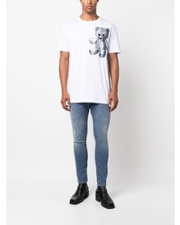 T-shirt à col rond imprimé cachemire bleu clair Philipp Plein