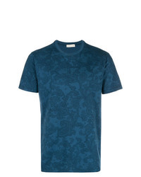 T-shirt à col rond imprimé cachemire bleu marine