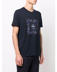 T-shirt à col rond imprimé cachemire bleu marine Etro