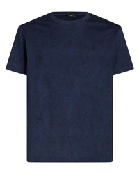 T-shirt à col rond imprimé cachemire bleu marine Etro