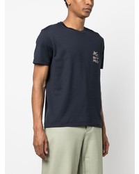 T-shirt à col rond imprimé cachemire bleu marine Etro