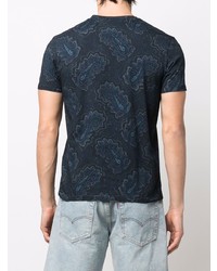 T-shirt à col rond imprimé cachemire bleu marine Etro