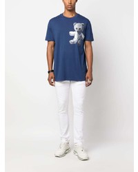 T-shirt à col rond imprimé cachemire bleu marine Philipp Plein