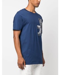 T-shirt à col rond imprimé cachemire bleu marine Philipp Plein