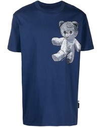 T-shirt à col rond imprimé cachemire bleu marine Philipp Plein