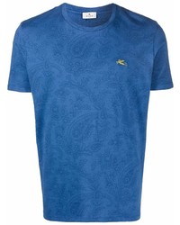 T-shirt à col rond imprimé cachemire bleu Etro