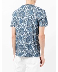 T-shirt à col rond imprimé cachemire bleu Etro