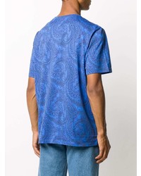 T-shirt à col rond imprimé cachemire bleu Etro