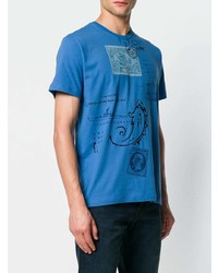 T-shirt à col rond imprimé cachemire bleu Etro