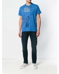 T-shirt à col rond imprimé cachemire bleu Etro