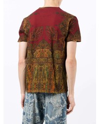 T-shirt à col rond imprimé cachemire bordeaux Etro