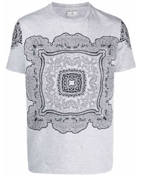 T-shirt à col rond imprimé cachemire gris Etro