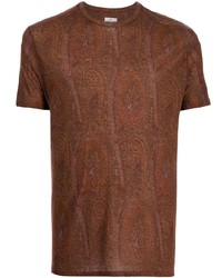 T-shirt à col rond imprimé cachemire marron Etro