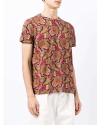 T-shirt à col rond imprimé cachemire multicolore Etro