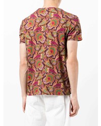 T-shirt à col rond imprimé cachemire multicolore Etro