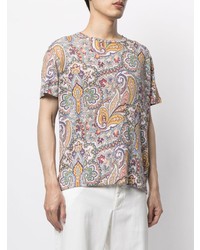 T-shirt à col rond imprimé cachemire multicolore Etro