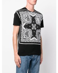 T-shirt à col rond imprimé cachemire noir et blanc Dolce & Gabbana