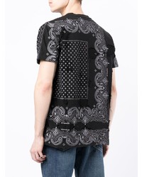 T-shirt à col rond imprimé cachemire noir et blanc Givenchy