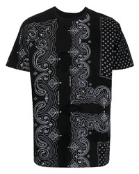 T-shirt à col rond imprimé cachemire noir et blanc Givenchy