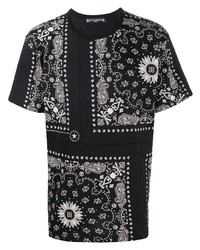T-shirt à col rond imprimé cachemire noir et blanc Mastermind Japan